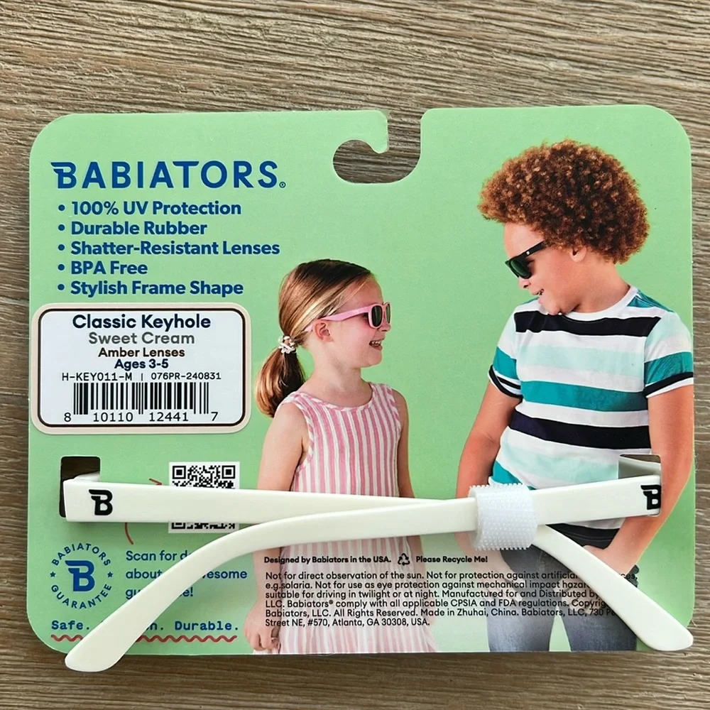 Babiators Cream Classic Keyhole Round Shape Sunglasses Ages 0-2 3-5 Years